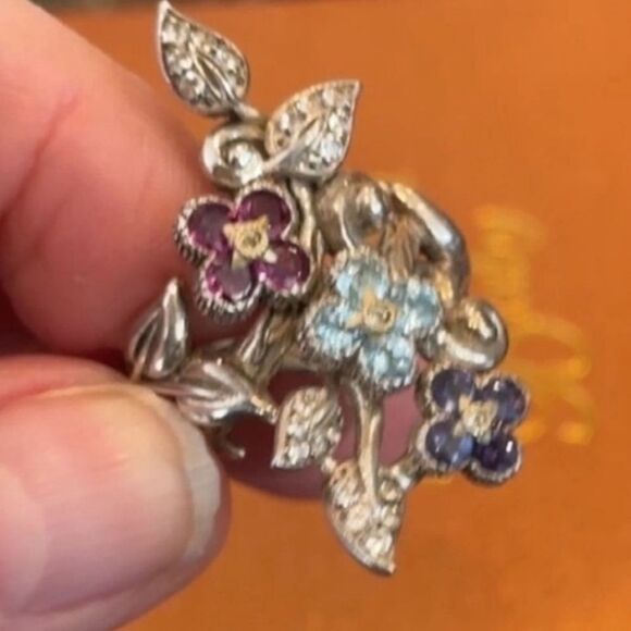 BARBARA BIXBY RING LOTUS FLOWER STATEMENT STERLING 925 RHODOLITE GEMS 7.5 EUC - Picture 13 of 16